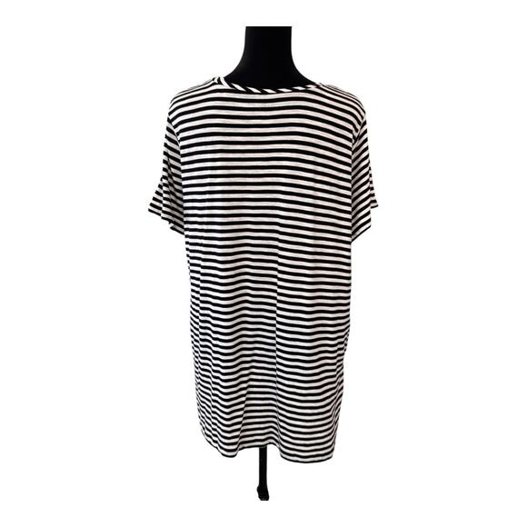 New CASLON NORDSTROM Black/White Stripe Rounded V Neck T-Shirt Size 2X - Picture 4 of 6